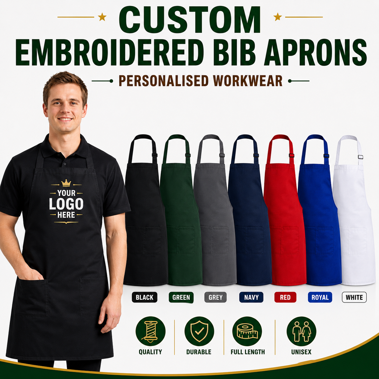 Custom Embroidered Pro Aprons By ARKWORKWEAR UK