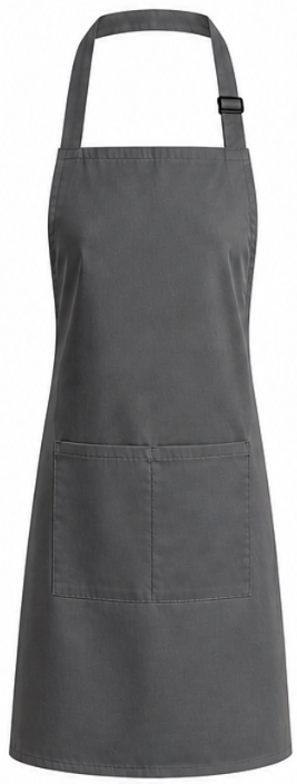 Gray apron with a strap on a white background by ARKWORKWEAR UK