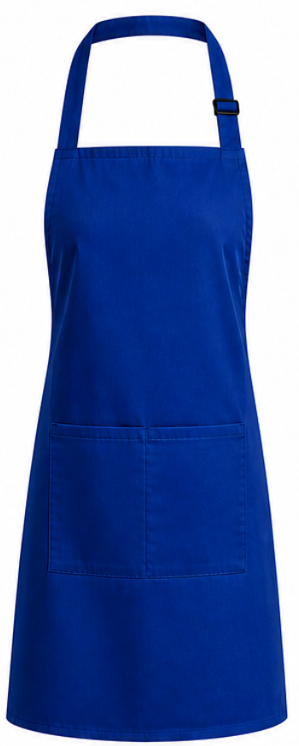 Royal Blue apron with a white background