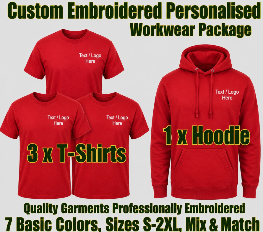 Work Wear Package. Embroidered Workwear. Personalised Workwear. Work Wear Bundle