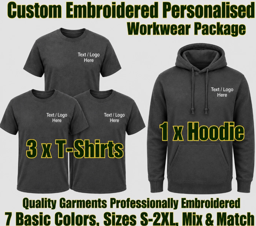 Work Wear Package. Embroidered Workwear. Personalised Workwear. Work Wear Bundle