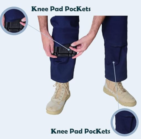 IBEX TR5 Men’s Cargo Work Trousers with Knee Pad Pockets – Heavy Duty Multi-Pocket Builder Pants, (Black/Navy)
