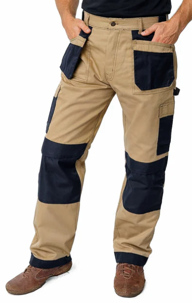 IBEX Multi Pockets Men's Combat Cargo Work Trousers with Knee Pad Pockets, Available in Beige/Khaki and Black Colours