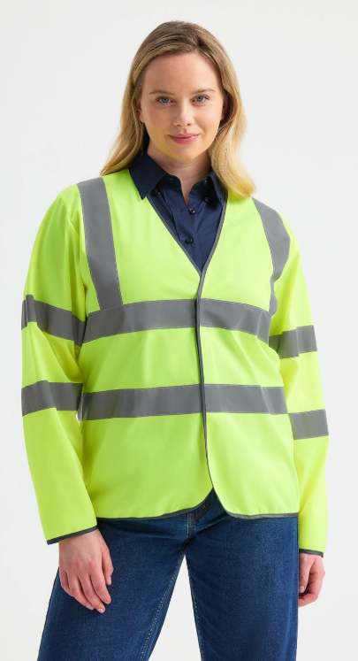 5 X Long Sleeve Hi Vis Safety Waistcoat