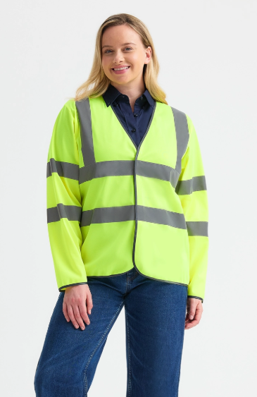 5 X Long Sleeve Hi Vis Safety Waistcoat
