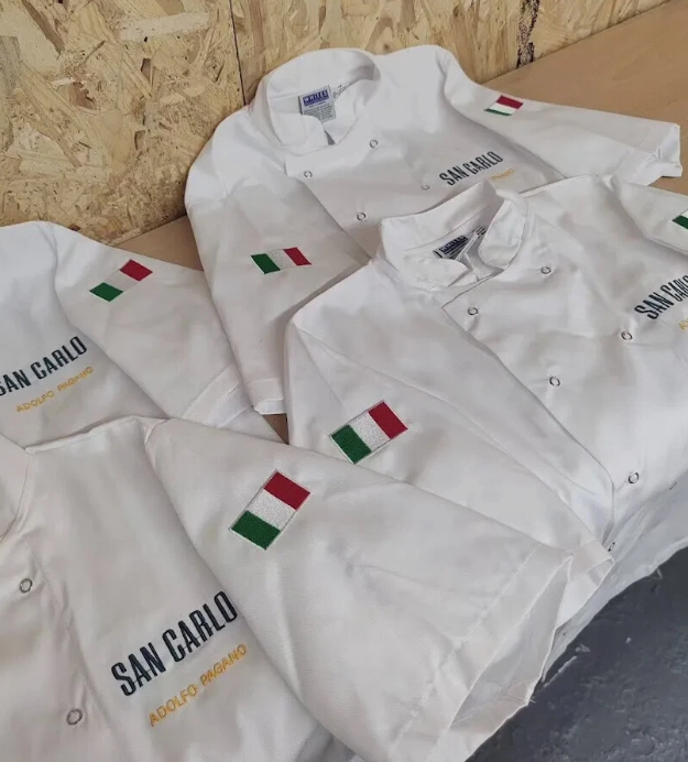 Personalised Custom Embroidered Chef Jacket Long Sleeve | Black & White