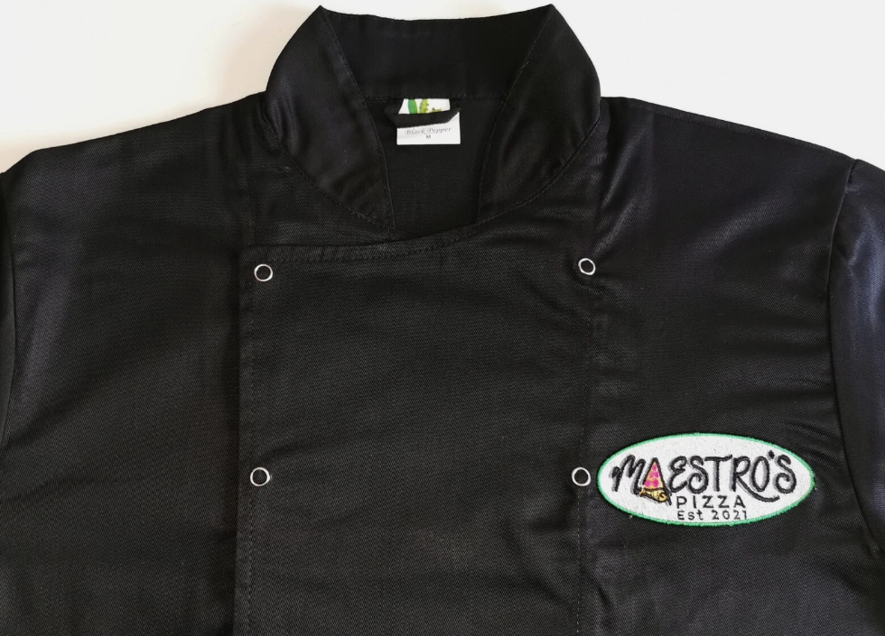Personalised Custom Embroidered Chef Jacket Long Sleeve | Black & White