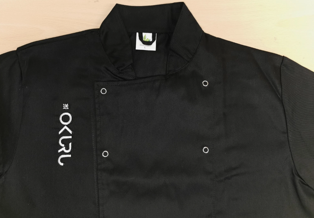 Personalised Custom Embroidered Chef Jacket Long Sleeve | Black & White