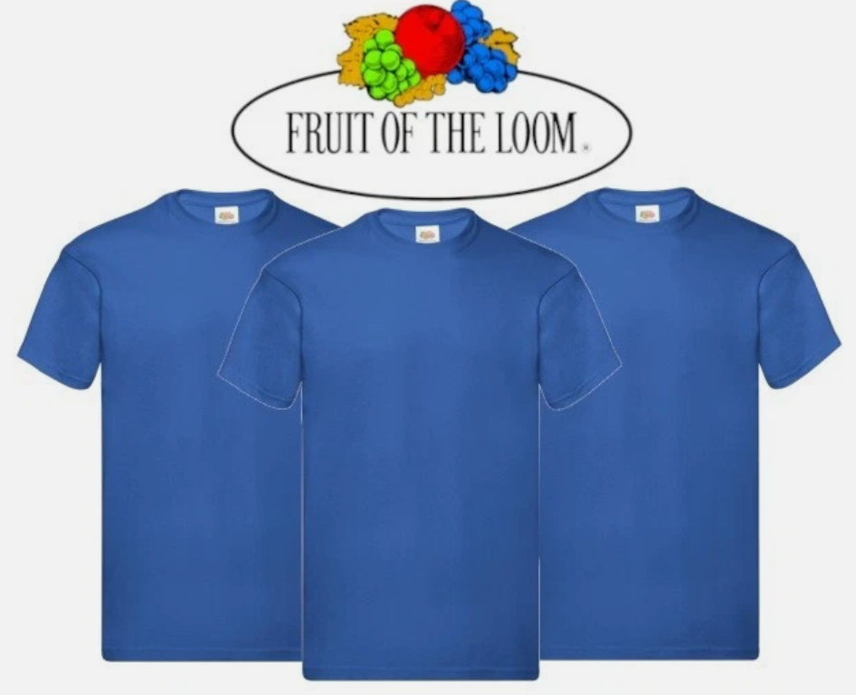 3 & 5 Pack Fruit of The Loom Men's T Shirts 100% Cotton Plain Short Sleeve Tee