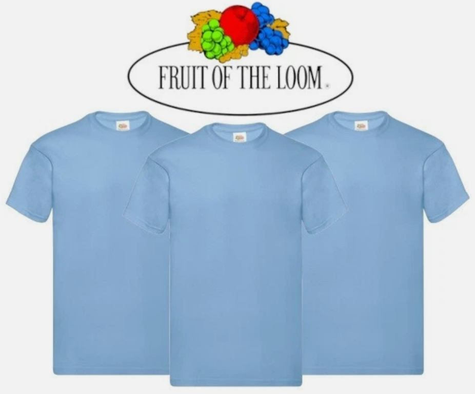 3 & 5 Pack Fruit of The Loom Men's T Shirts 100% Cotton Plain Short Sleeve Tee