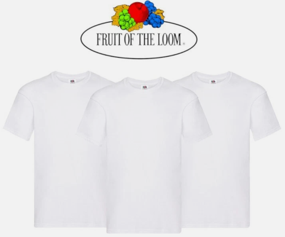 3 & 5 Pack Fruit of The Loom Men's T Shirts 100% Cotton Plain Short Sleeve Tee