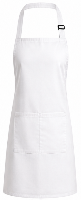 White apron with a black buckle on a white background by ARKWORKWEAR