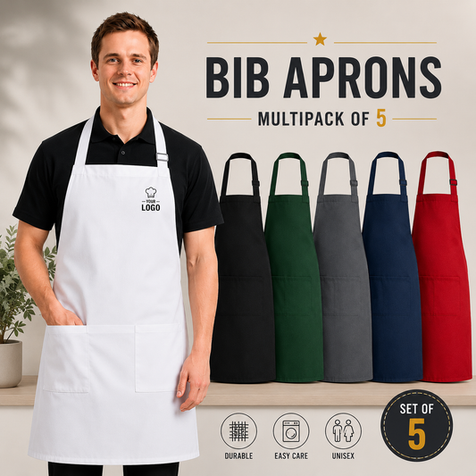 5 x Custom Embroidered Pro Aprons – Personalised with Text or Logo