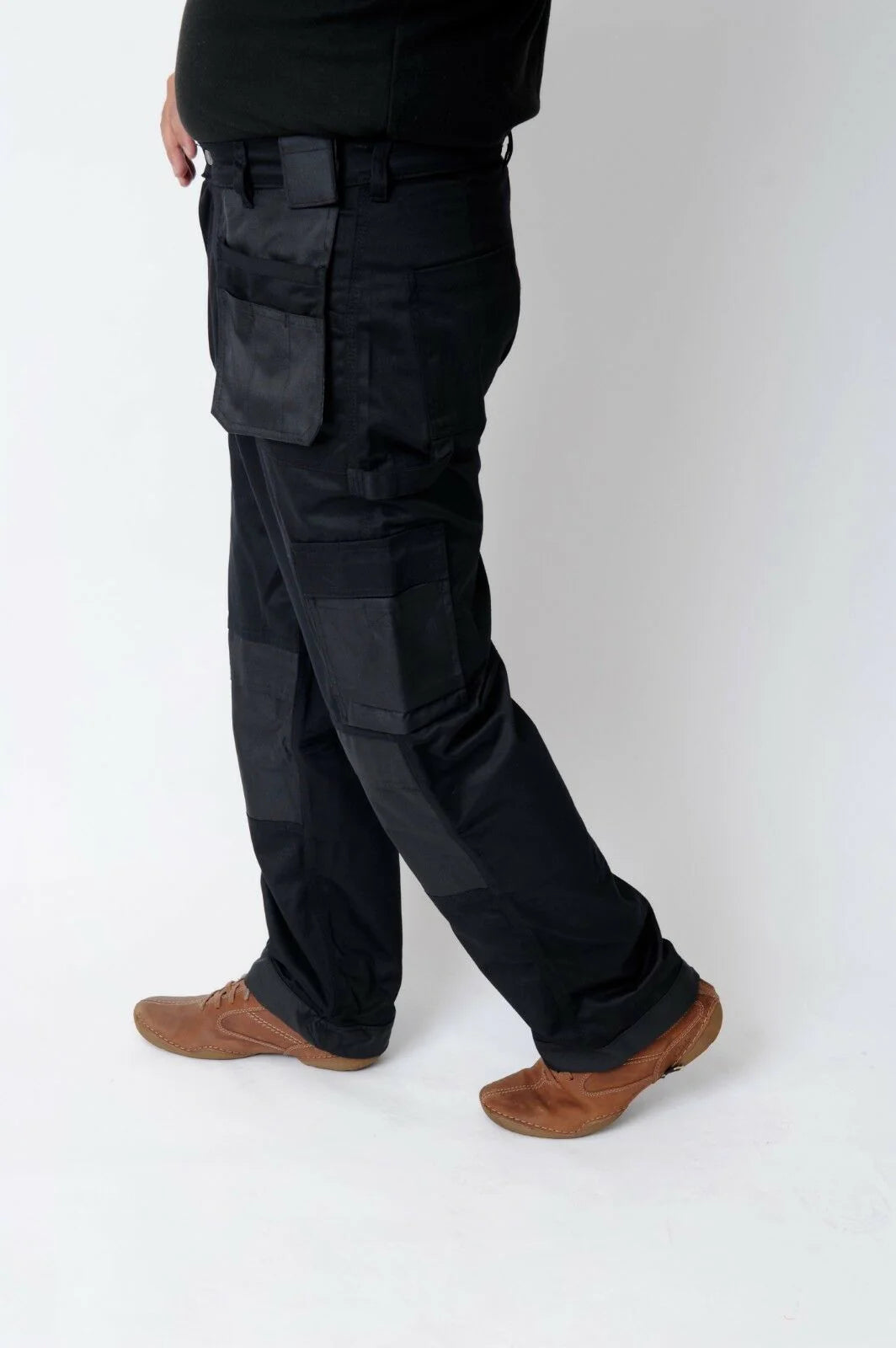IBEX Multi Pockets Men's Combat Cargo Work Trousers with Knee Pad Pockets, Available in Beige/Khaki and Black Colours